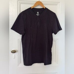 AMERICAN GIANT- PREMIUM SLUB HENLEY TEE SHORT SLEEVE, small, washed black